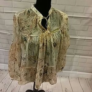 *LUCKY BRAND MEDIUM NWT BLOUSE FLORAL SHEER